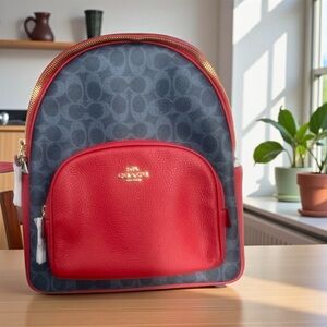 Coach Court in Denim/Bold Red Color   Backpack